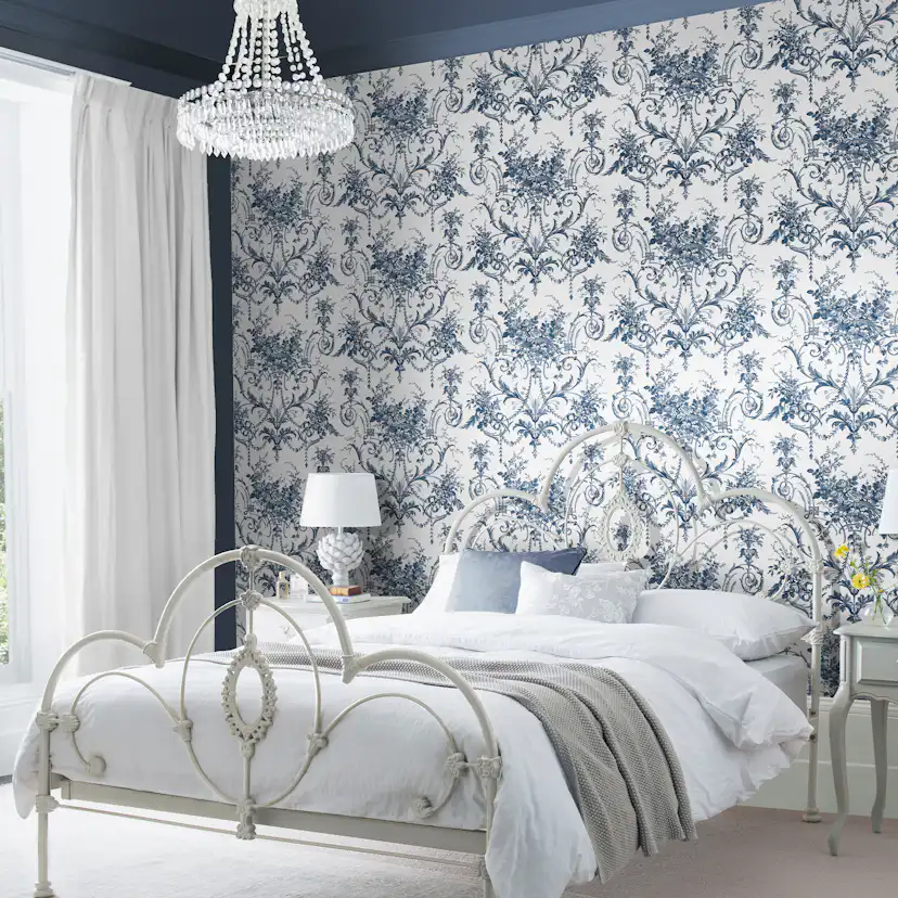 Tapet Laura Ashley Tuileries Midnight Blå 122767