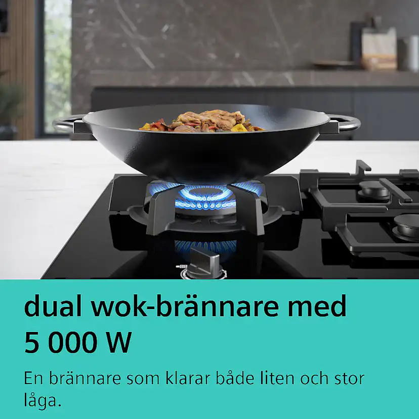 Gashäll Siemens iQ700 med stepFlame Svart 90cm med Smart Uppkoppling