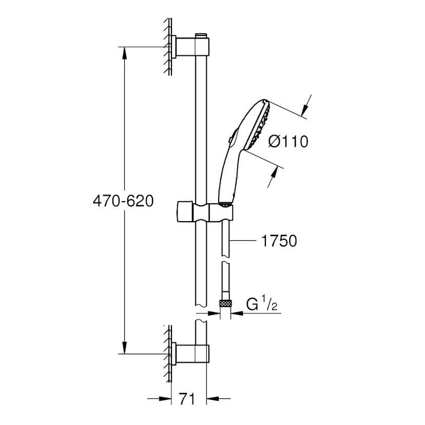Vitalio Start 250 duschsystem 9,5 160mm Krom