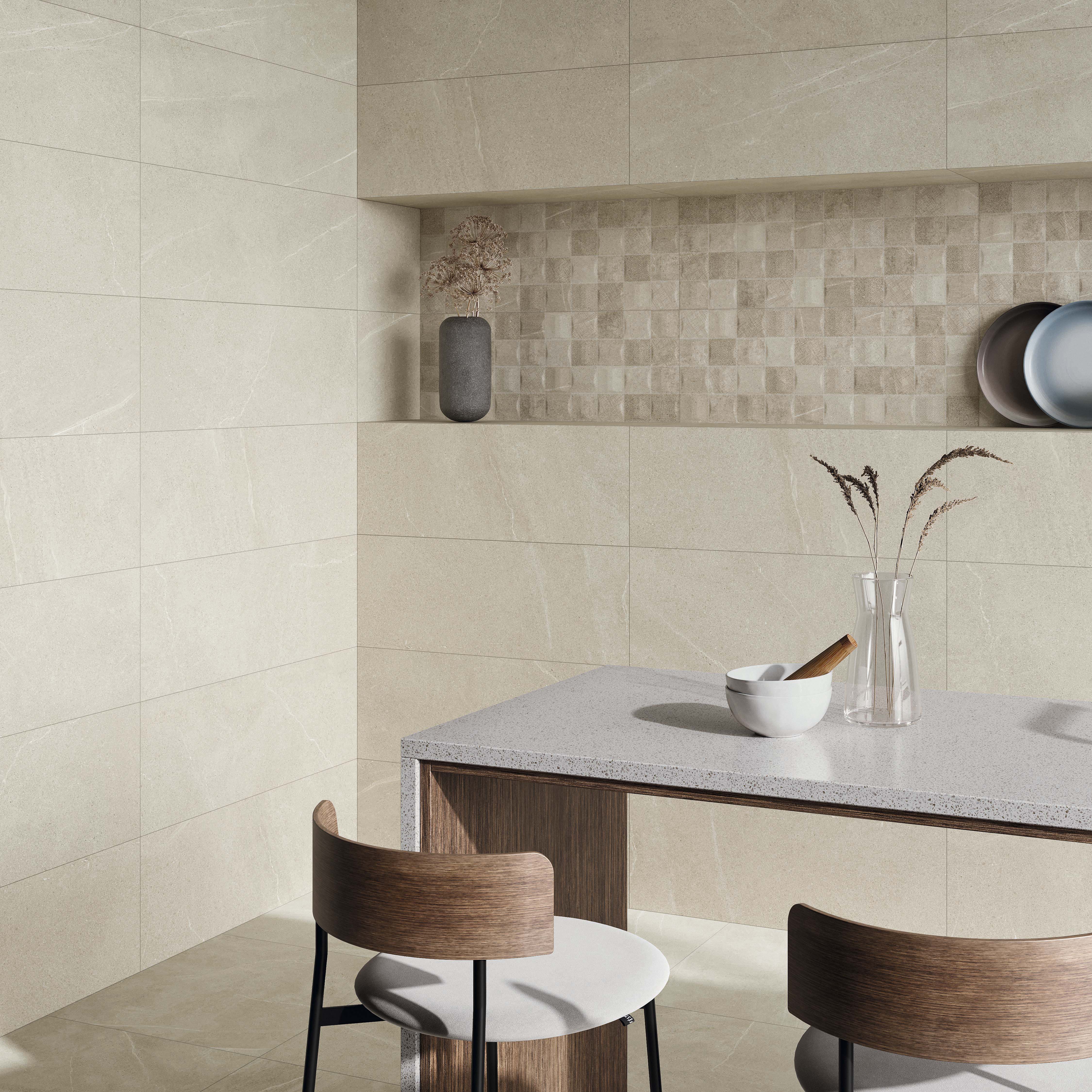 Klinker Tenfors Bellevue Ivory Marmor Matt 60x60 cm