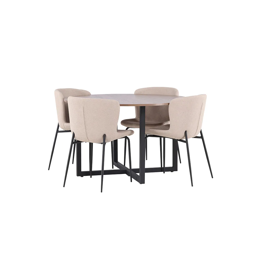 Matgrupp Venture Home Durango Ø 120 cm med 4 Modesto Stolar