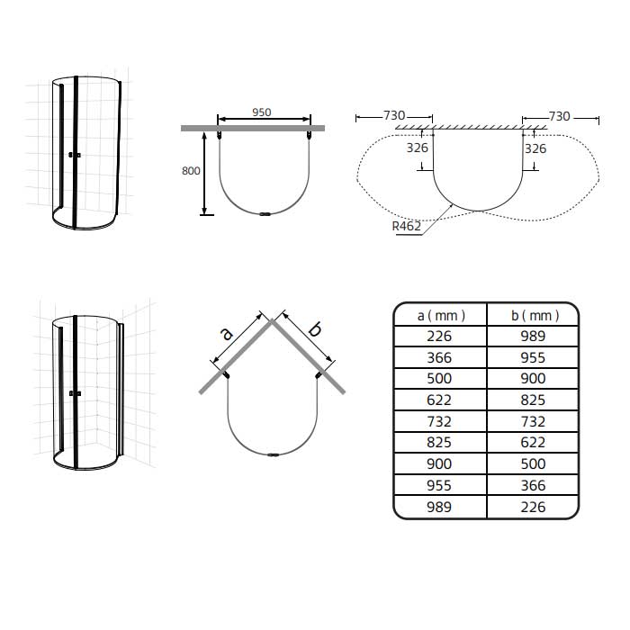 Duschhörn Hafa Igloo Pro U 80x95 Klarglas
