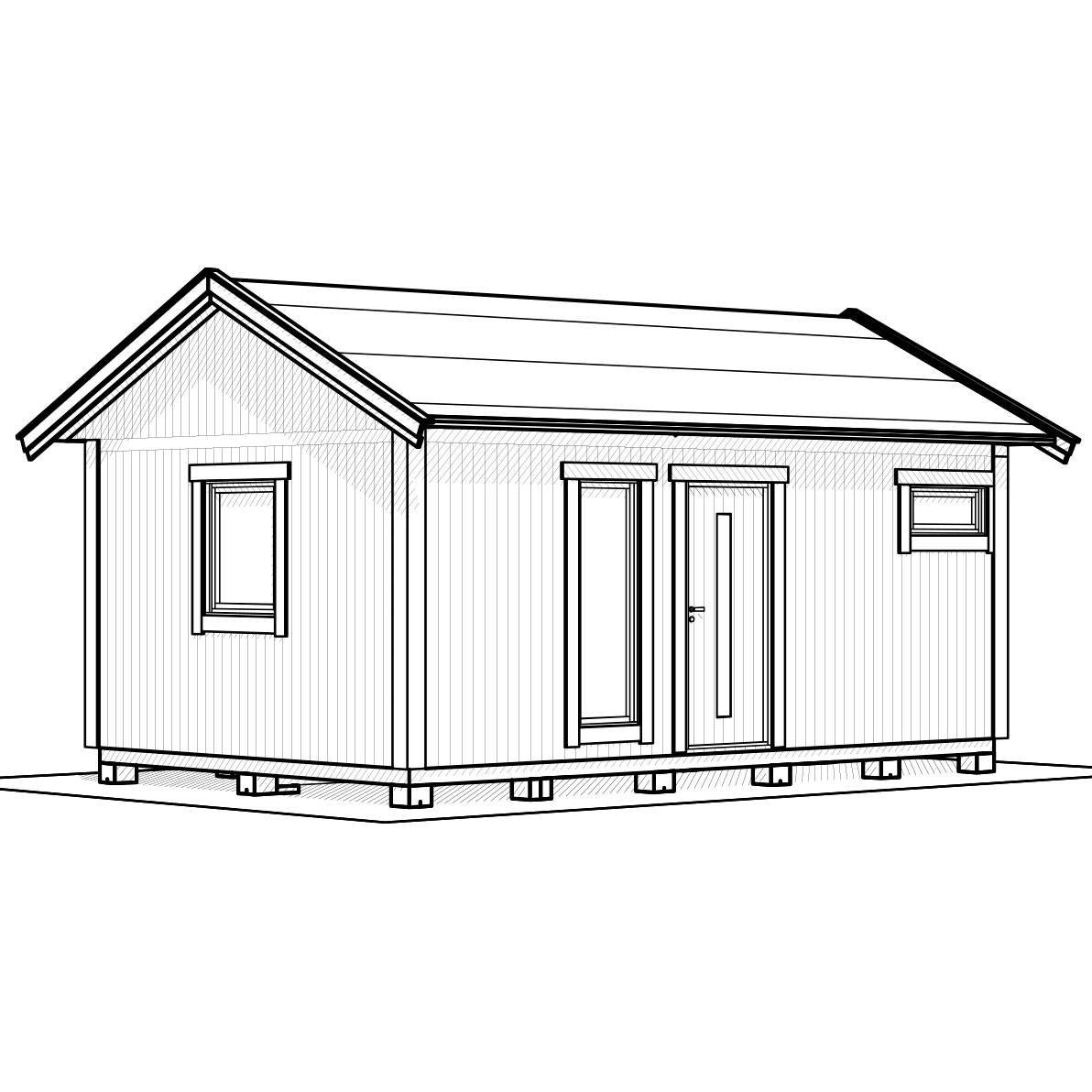 Attefallshus Vibostugan Njuta 25-2 24,3 m² Trähus med Sadeltak