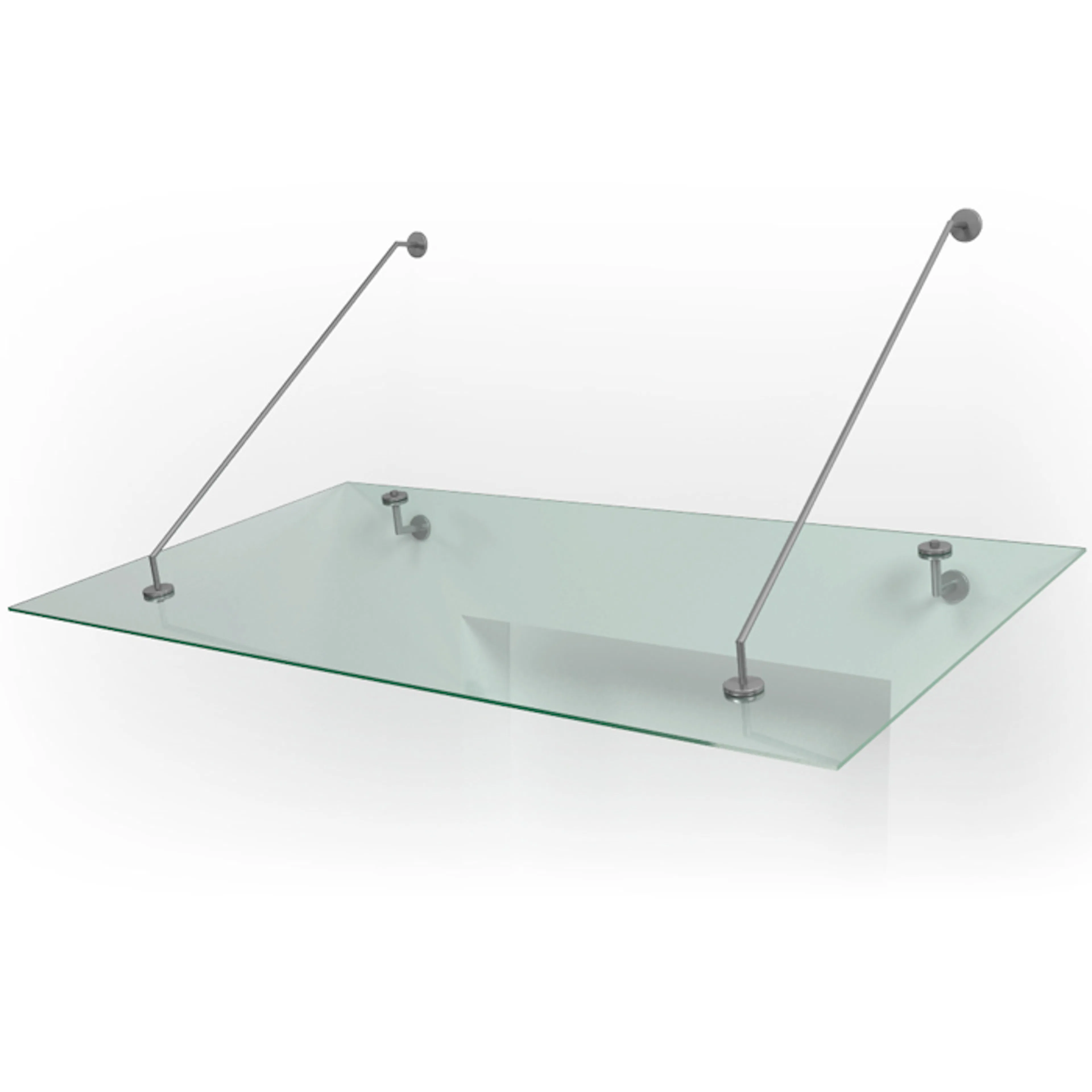Console Stainless Tube - Clear Glass Rostfritt Stål, Klarglas, BxH: 1500x600 mm