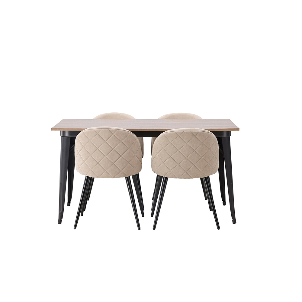 Matgrupp Venture Home Tempe Matbord 140 cm & 4 Velvet Stolar i Sammet