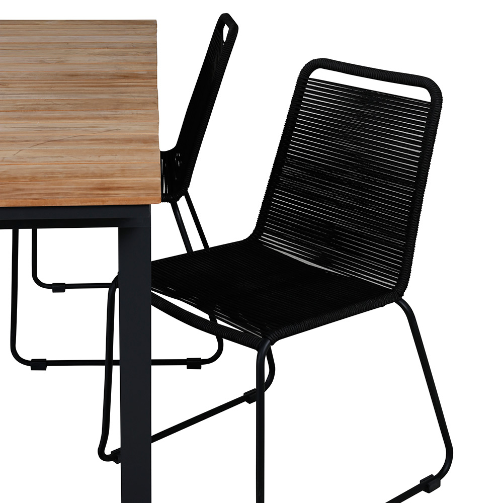 MexicoTable160/240*90-LindosChair-BlackAlu/LatteRope_4 Beige