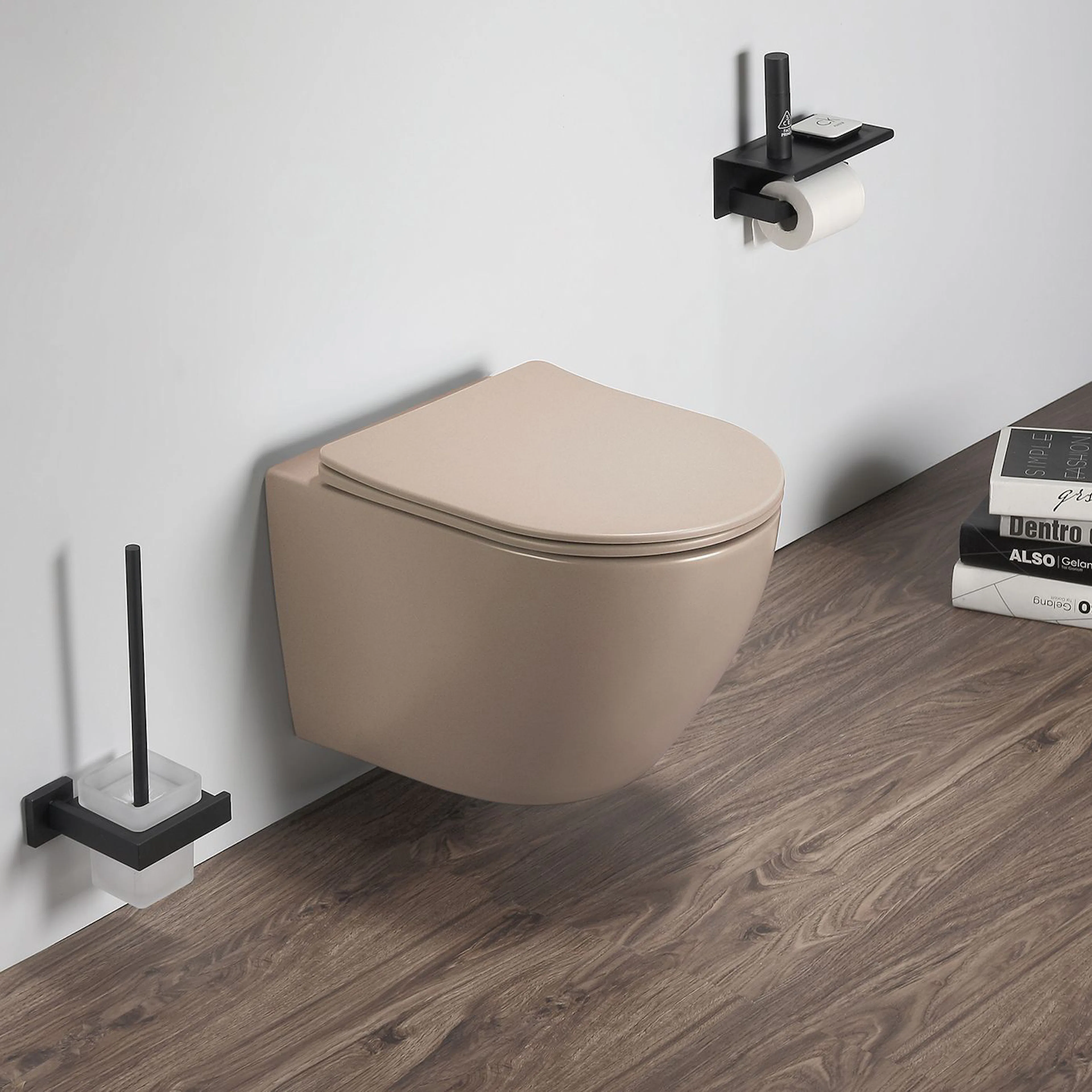 Oceana Vägghängd Toalettstol Cappuccino Rimfree Cappuccino