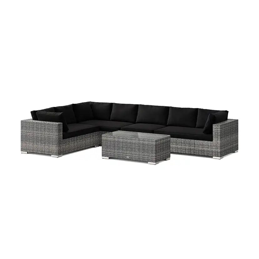 Loungegrupp Comfort Garden Bahamas L-formad utesoffa vänster, 7-sits med bord
