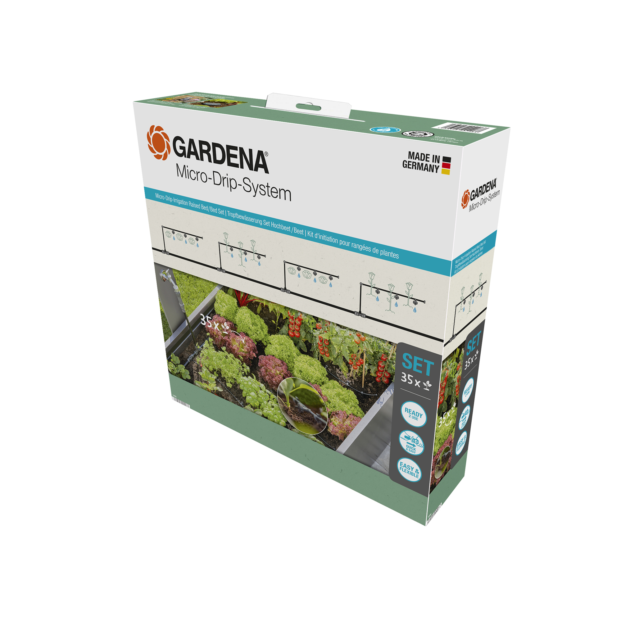 Micro-Drip Gardena Premiumpaket För Pallkrage med Vattenfördelare & Bevattningsdator