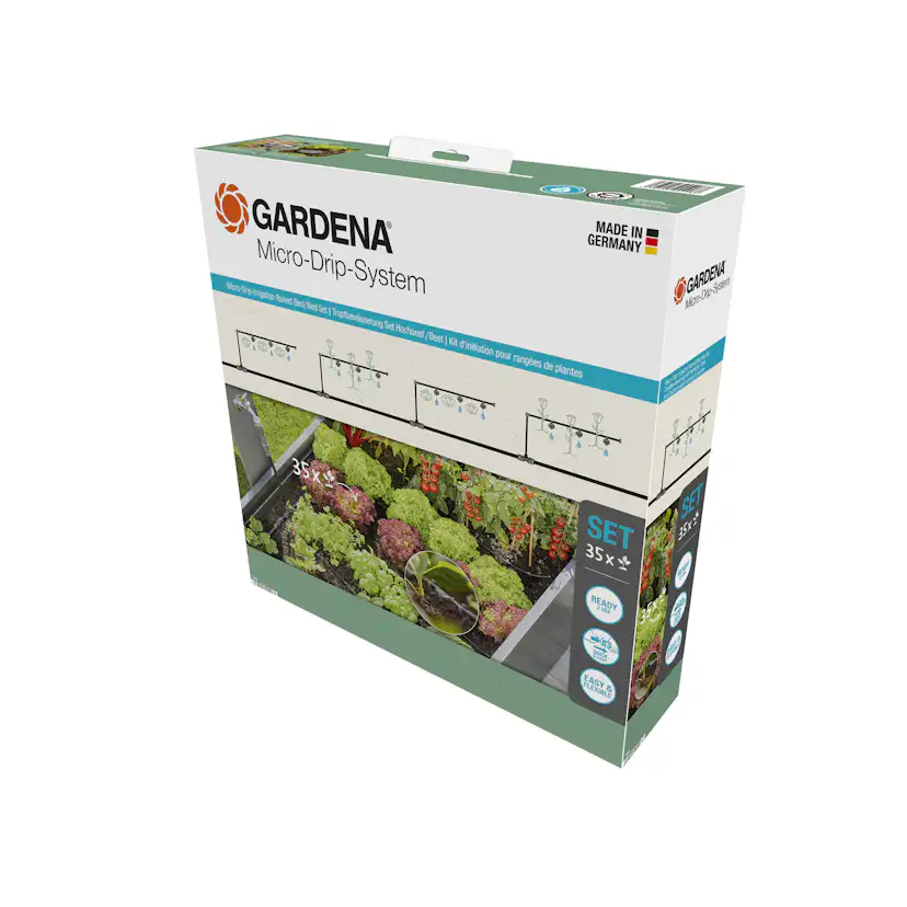 Micro-Drip Gardena Premiumpaket För Pallkrage med Vattenfördelare & Bevattningsdator