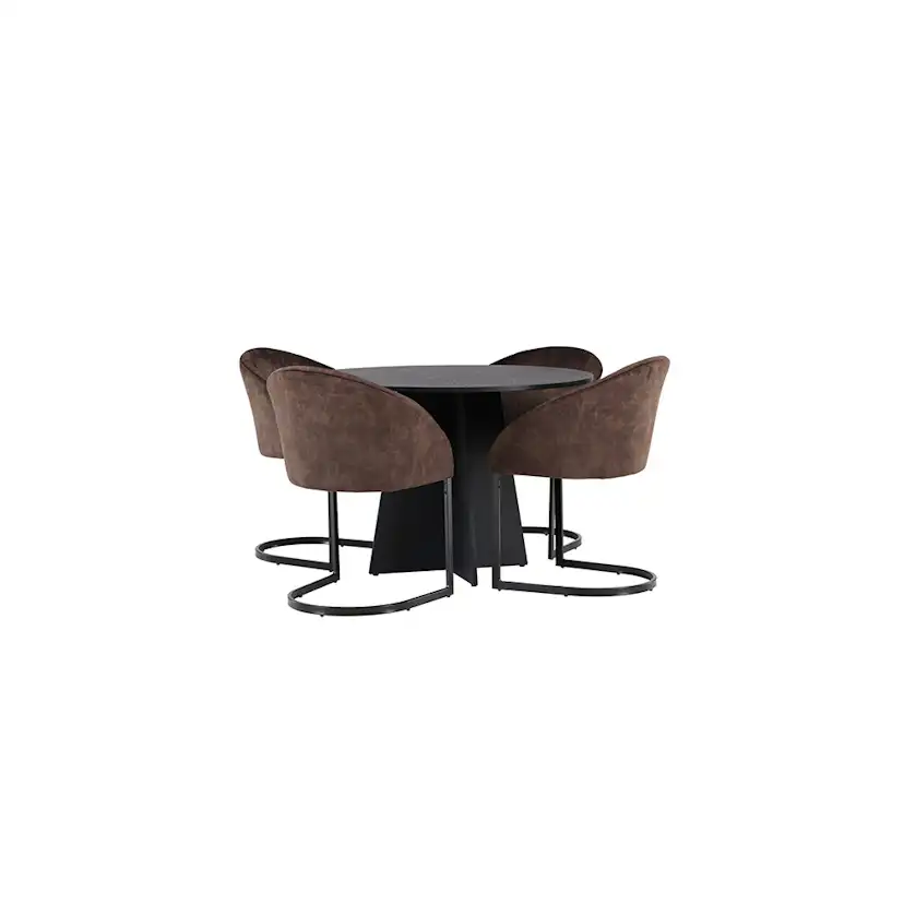 Matgrupp Venture Home Bootcut Ø110 cm med 4 st Evening stolar