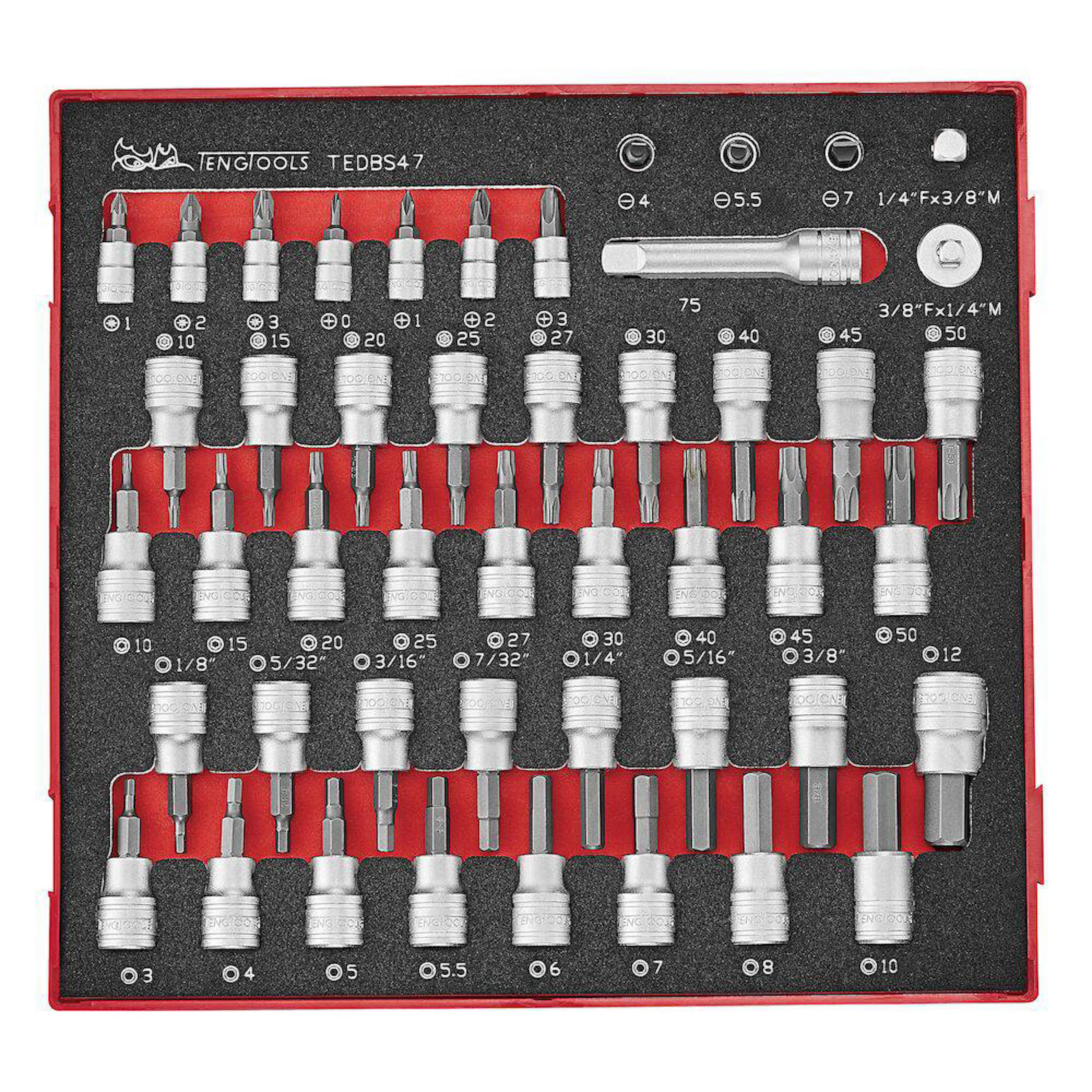 Hylsbitssats Teng Tools 1/4–3/8-fäste TEDBS47