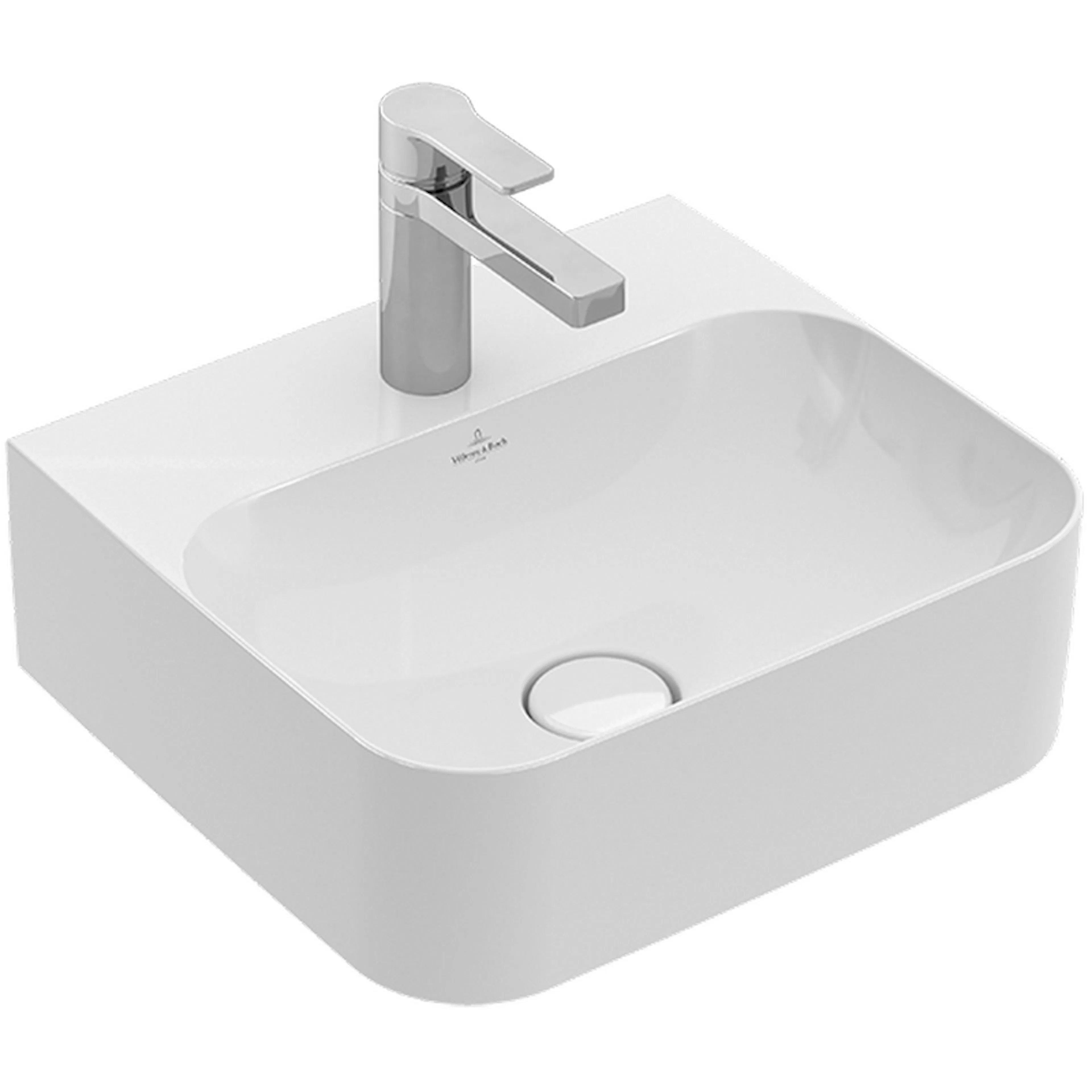 Tvättställ villeroy & Boch Finion 436444R1 Vit Alpin CeramicPlus, Med Dolt Bräddavlopp, för Enhålsblandare, Utan Bottenventil