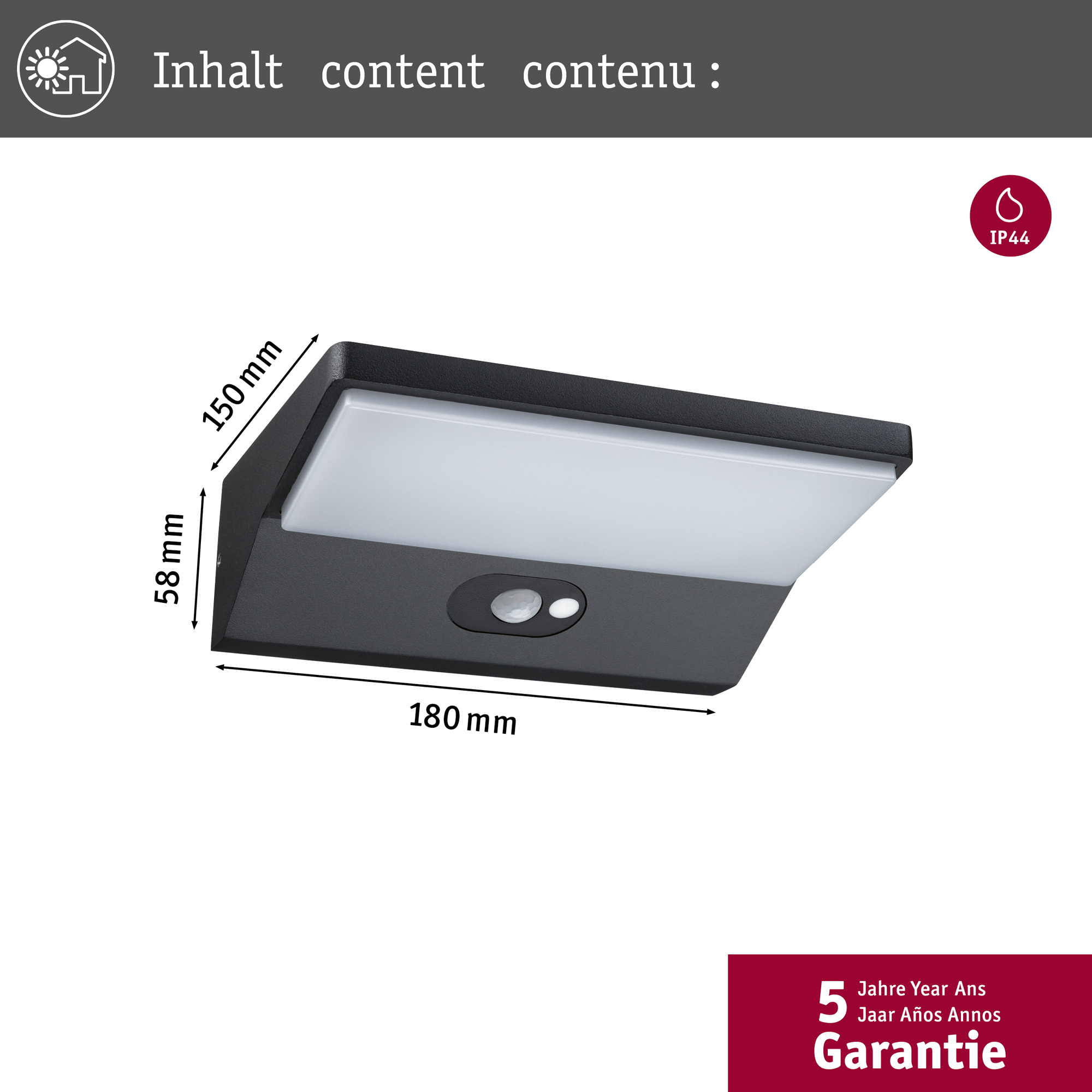 Fasadbelysning LED Paulmann Ronea IP44 230V