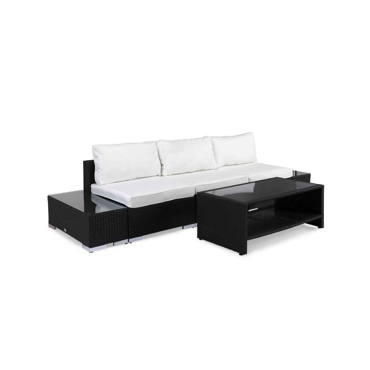 Loungegrupp Comfort Garden Bahamas 3-sits med Avslut och Bord med Hylla Utomhus