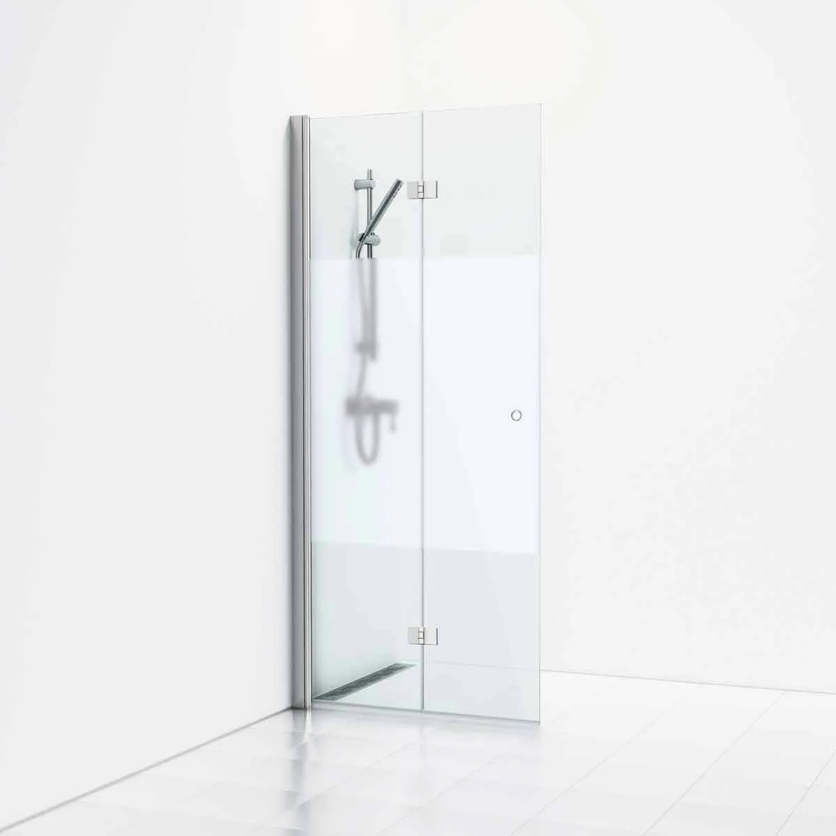 Duschvägg Skoga Vikbar 87x3x198 Alu Blank/Halvfrost Intht 87x3x198, Alu Blank/Halvfrost Integrerat handtag