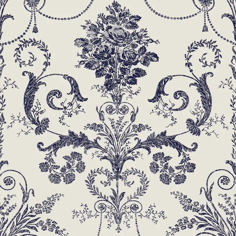Tapet Laura Ashley Josette Off Vit& MidNacht 113387 EasyUp, Mönstrad Vit