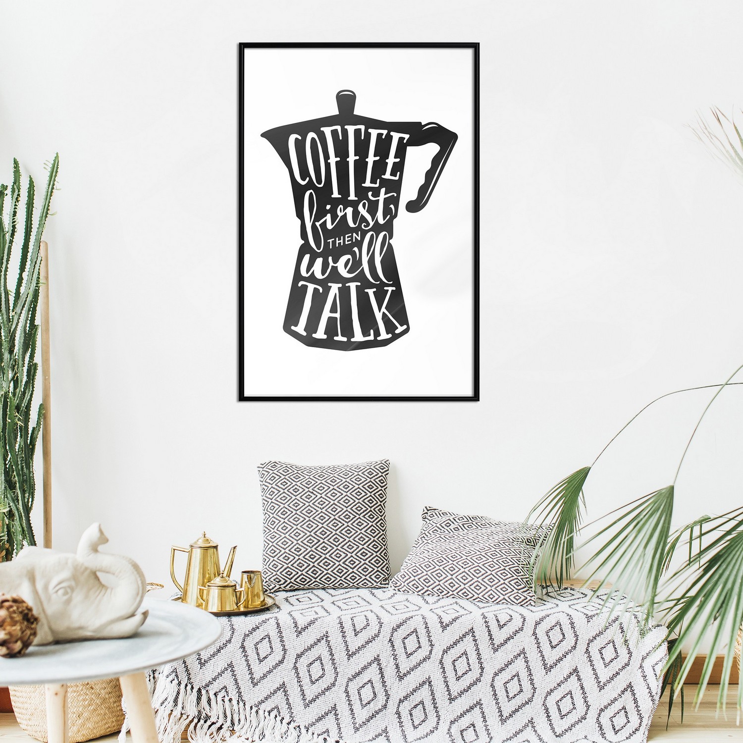 Affisch - Coffee First Then We'll Talk [Poster] 30x45 Svart ram, 30x45 cm