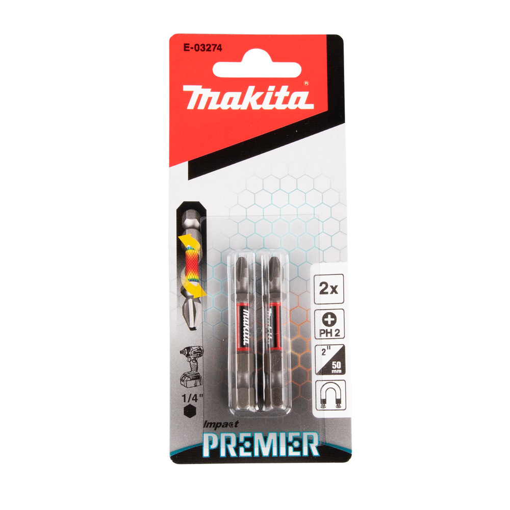 Bits Makita Impact Premier E-03274 PH2 50 mm 2-pack