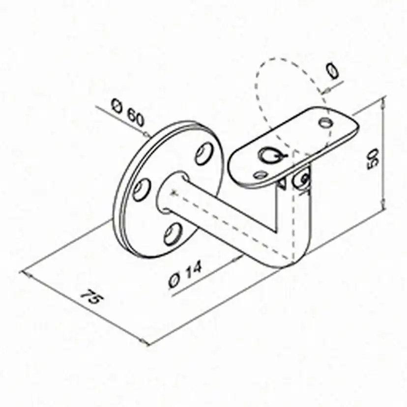 Väggfäste Herrljunga Ledstångsfabrik 0102 Ställbar för Inomhusbruk