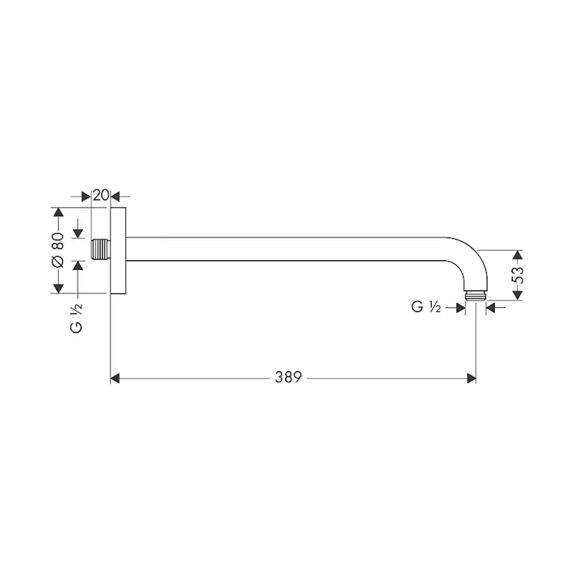 Duscharm Hansgrohe 389 mm Längd: 389 mm