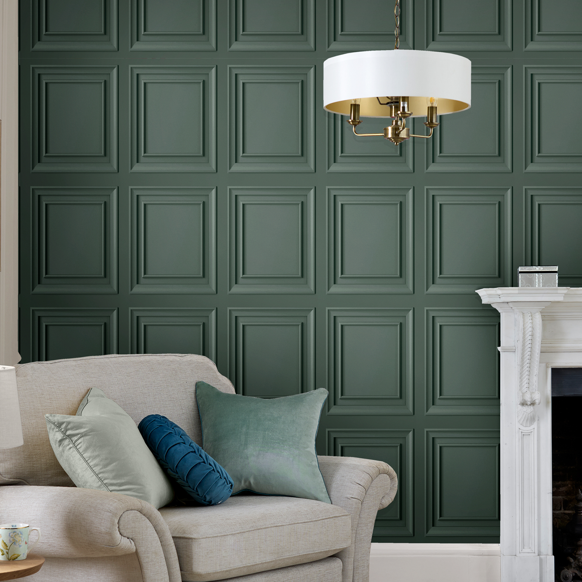 Tapet Laura Ashley Redbrook Trä Panel Fern Grön 119844
