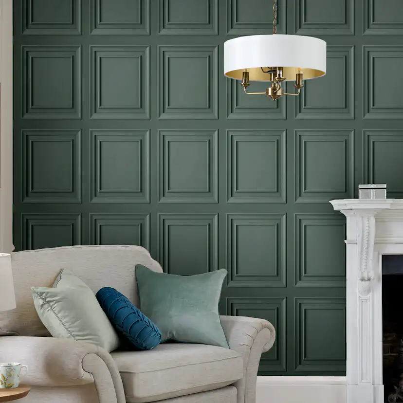 Tapet Laura Ashley Redbrook Trä Panel Fern Grön 119844