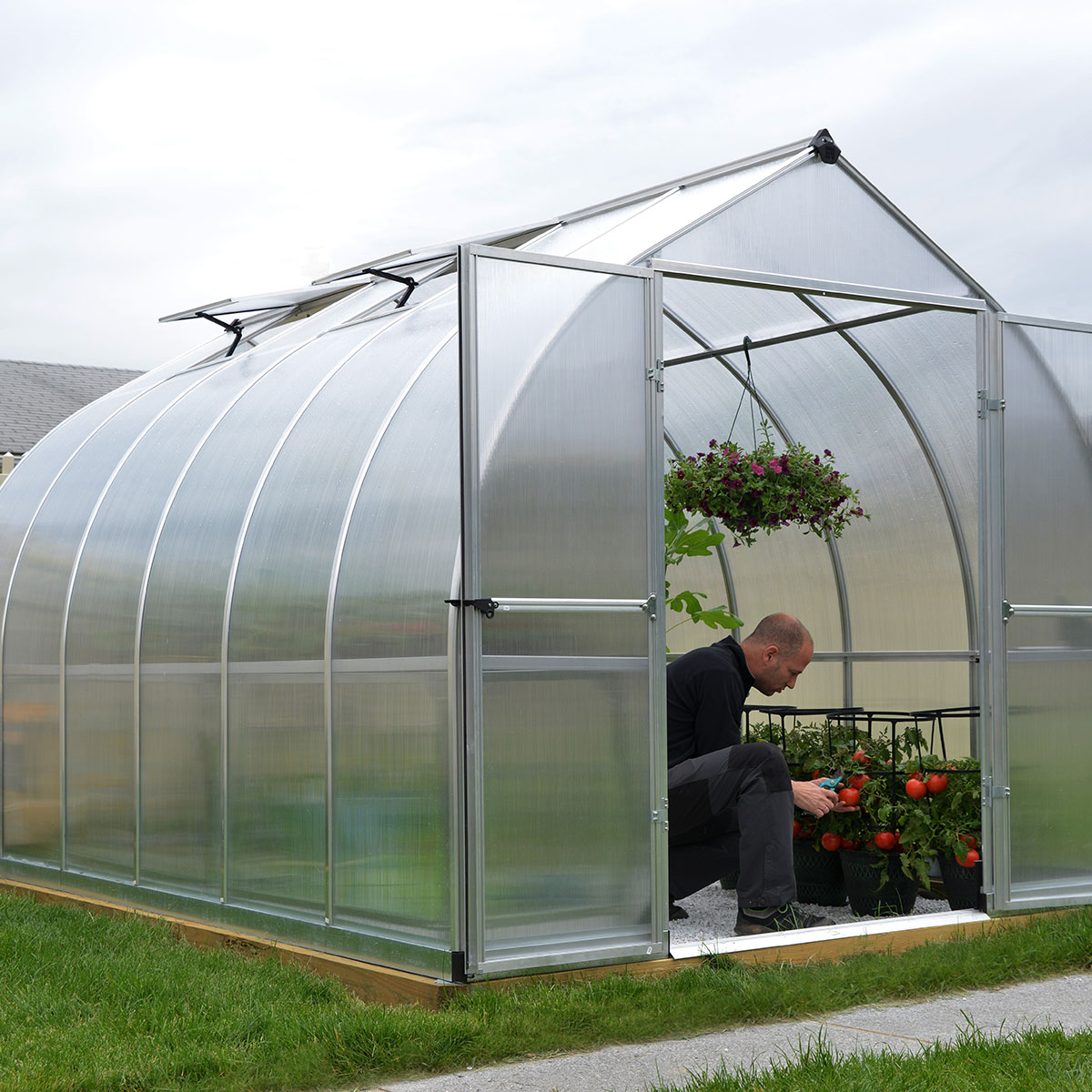 Växthus Canopia by Palram Bella Aluminiumram med UV-Skyddad Polykarbonat & Ventilationsfönster, 8,9 m²