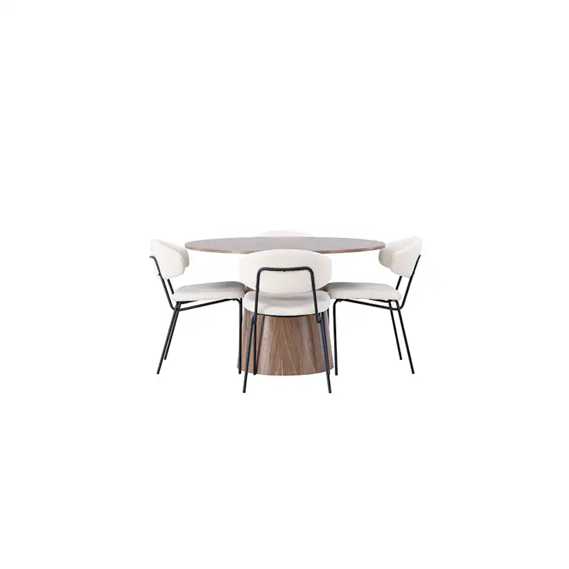 Matgrupp Venture Home Lanzo Runt Matbord Ø120 cm & 4 Chico Stolar i Boucle