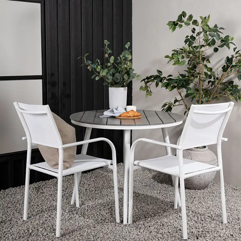 Break - Dining Table Round- White / Grey - Alu / Aintwood - Vit