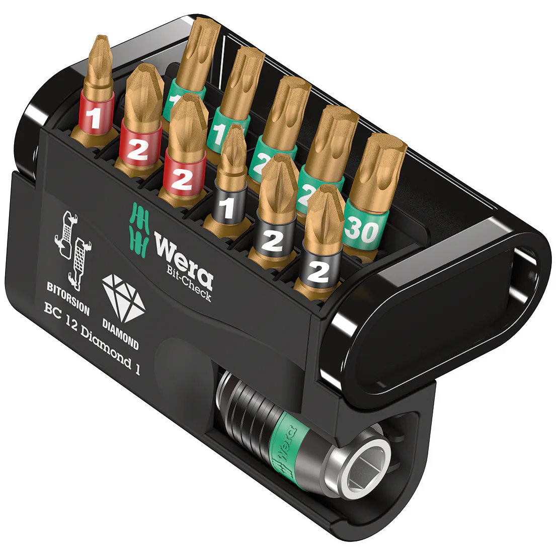 Bitskassett Wera Bit-Check 12 Diamond 1 11 Bits+Hållare