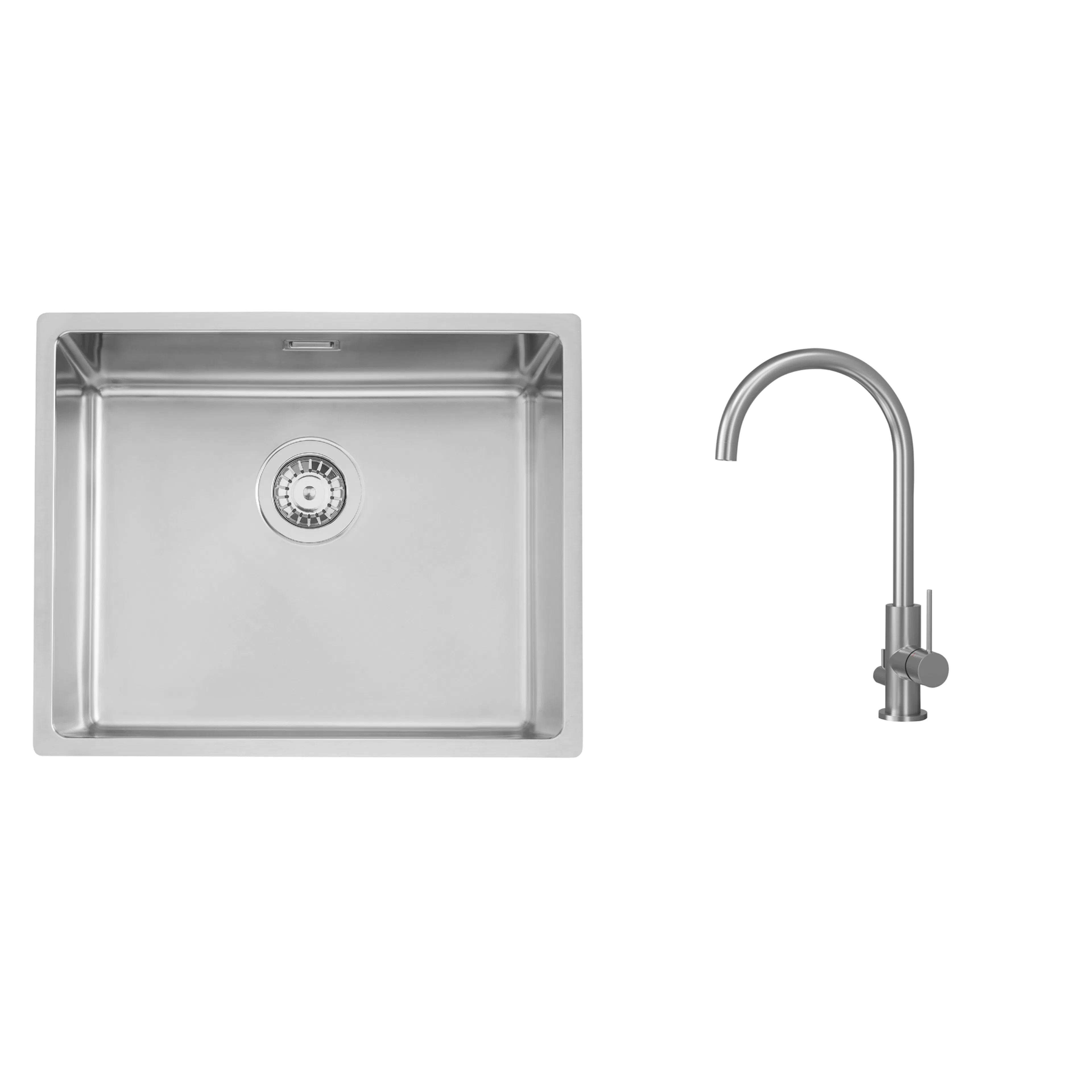 Diskho Stala Lagom-50 med Köksblandare Scandtap Steel Equip D