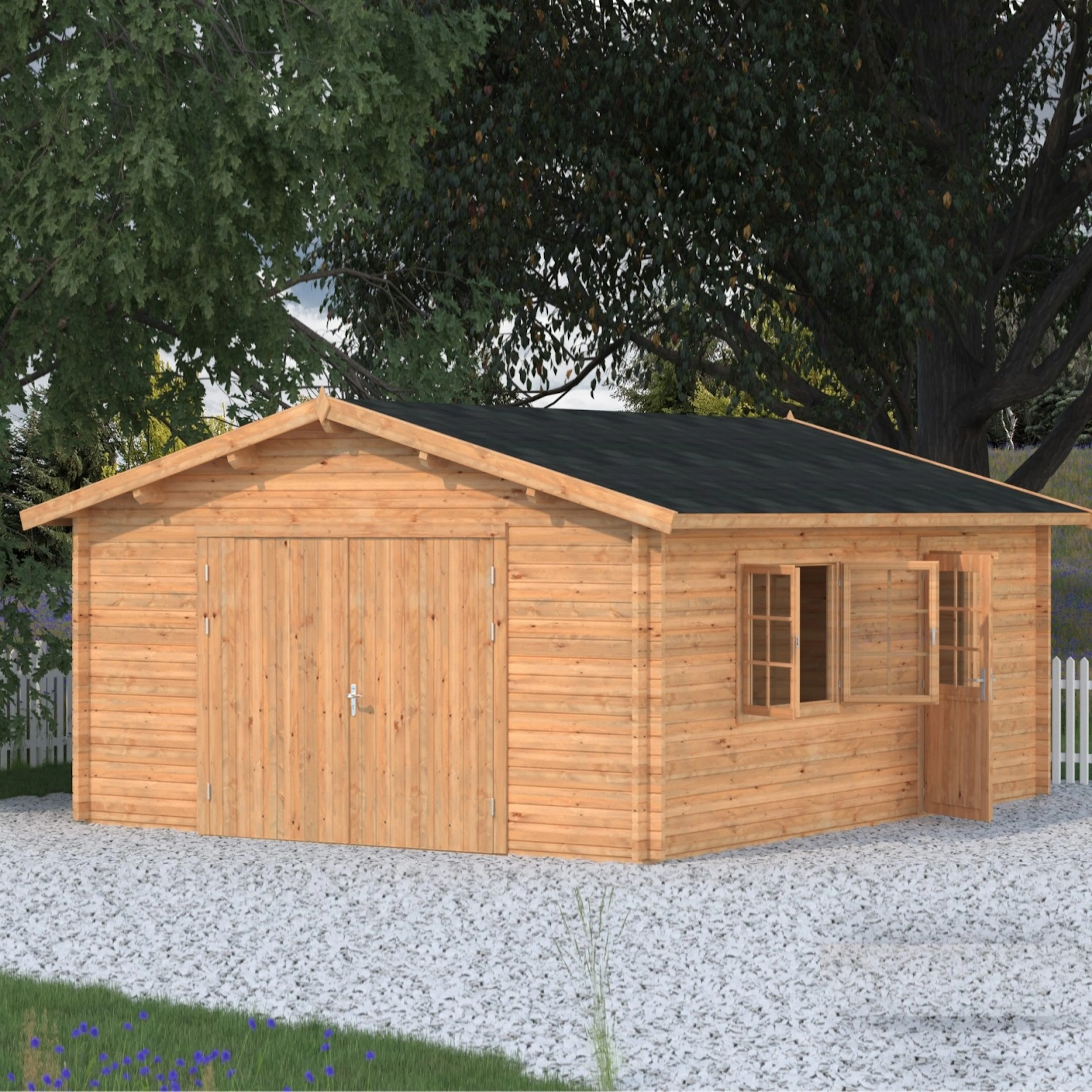 Garage Roger 23,9 m2 med dörr Obehandlad