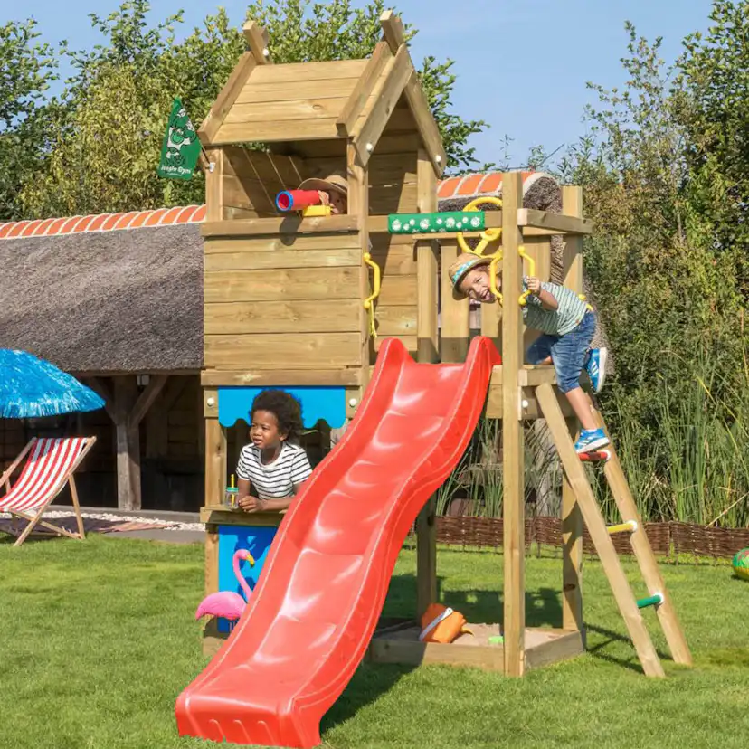 Jungle Gym Resort lektorn komplett inkl. röd rutschkana Röd