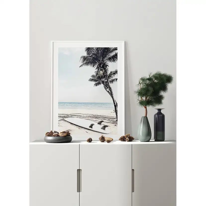 Poster Gallerix Surfboard On Beach