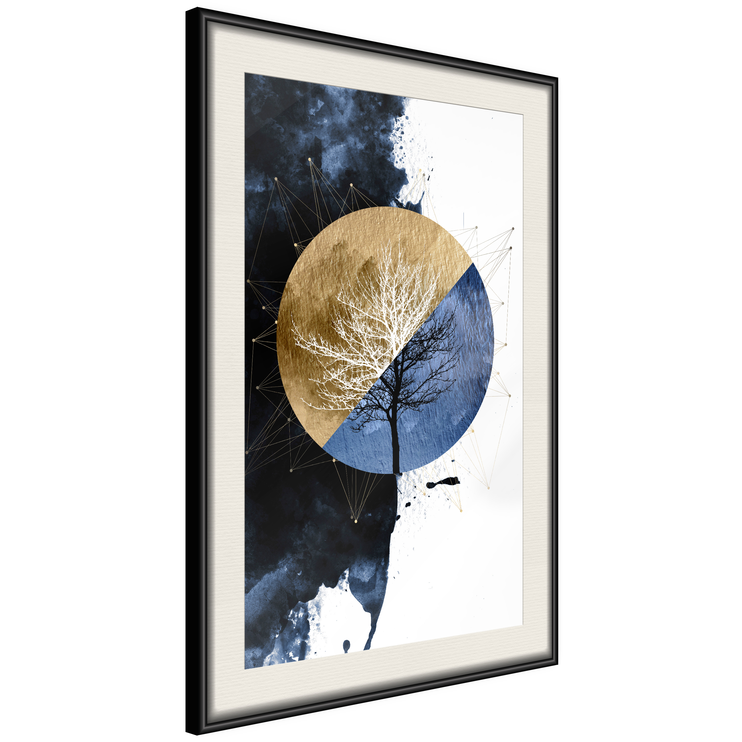 Affisch - Day and Night [Poster] 30x45 Svart ram med passepartout, 30x45 cm