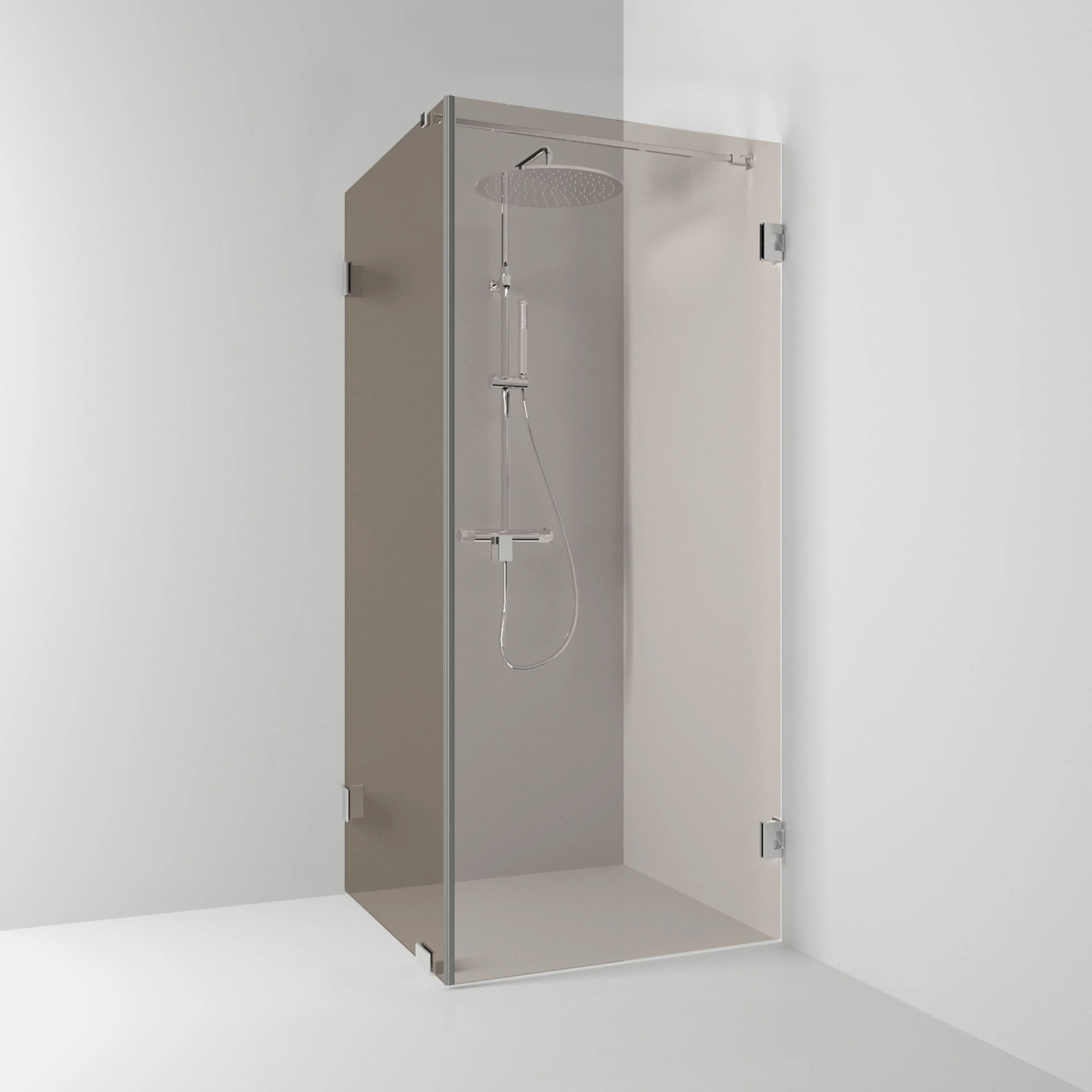 Hörn Kombi Brons/Krom 90x80 Profil: Krom, Bronsglas, Fast vägg: 900 mm, Duschdörr: 800 mm