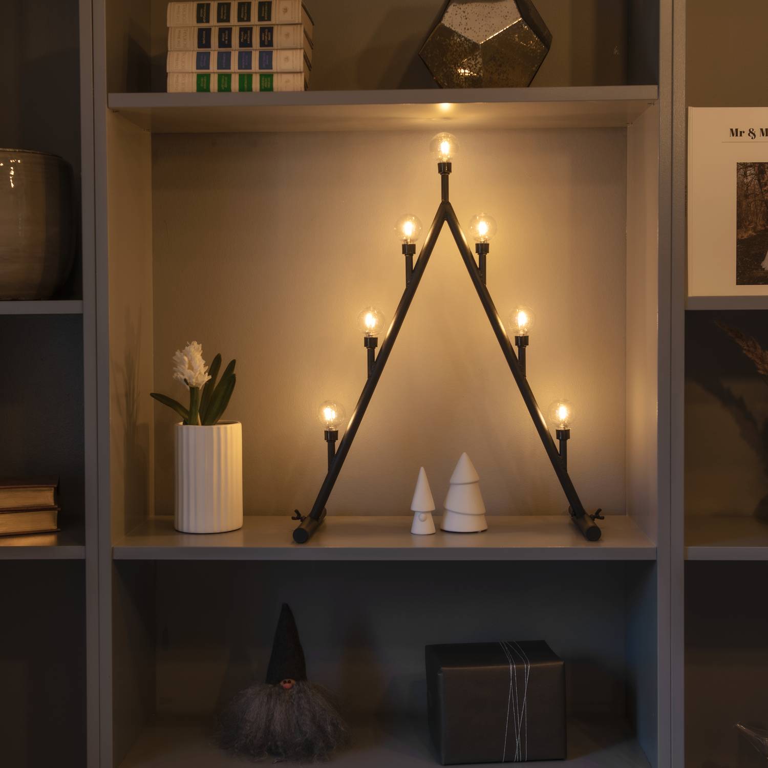 Adventsljusstake Gnosjö Konstsmide 7 Ljus LED Svart