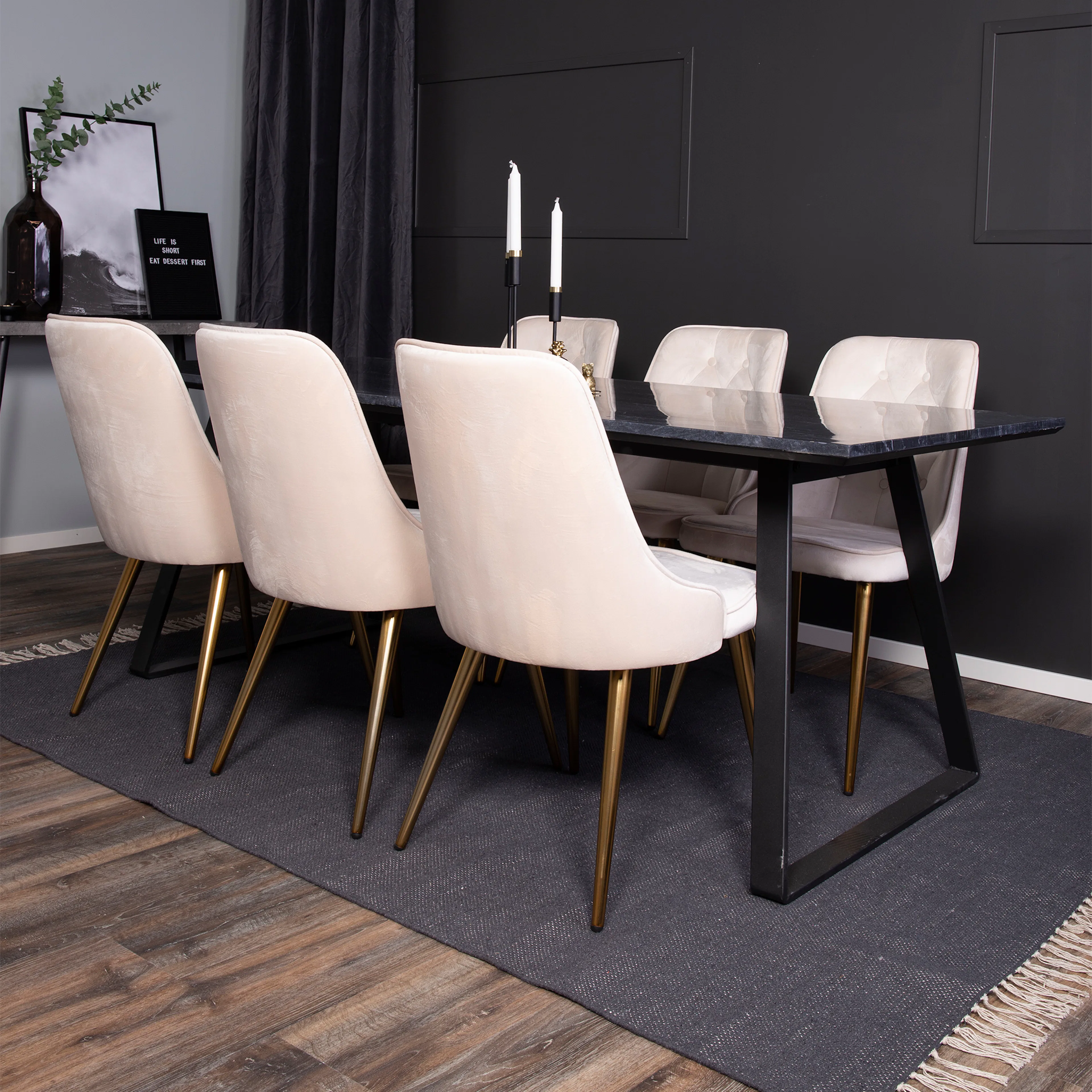 Svart/Beige/Mässing