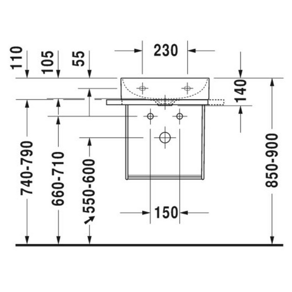 Benställning Duravit DuraSquare Vägghängd till Tvättställ