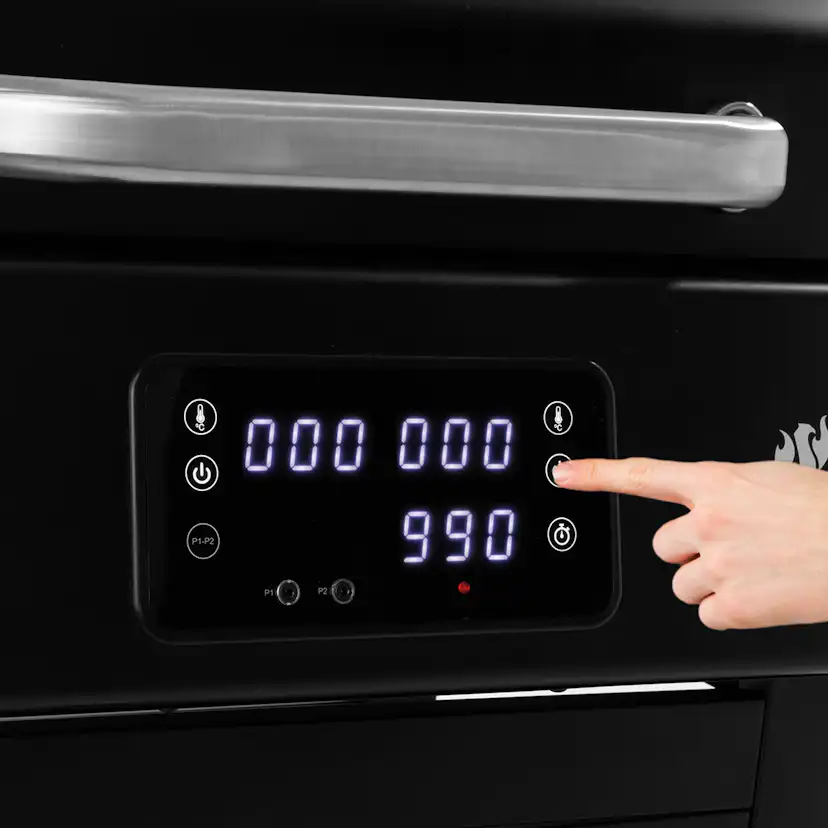 Elgrill Landmann 1192 Black 2023 med Gjutjärnsgaller med Inbyggd Termometer & Sidobord