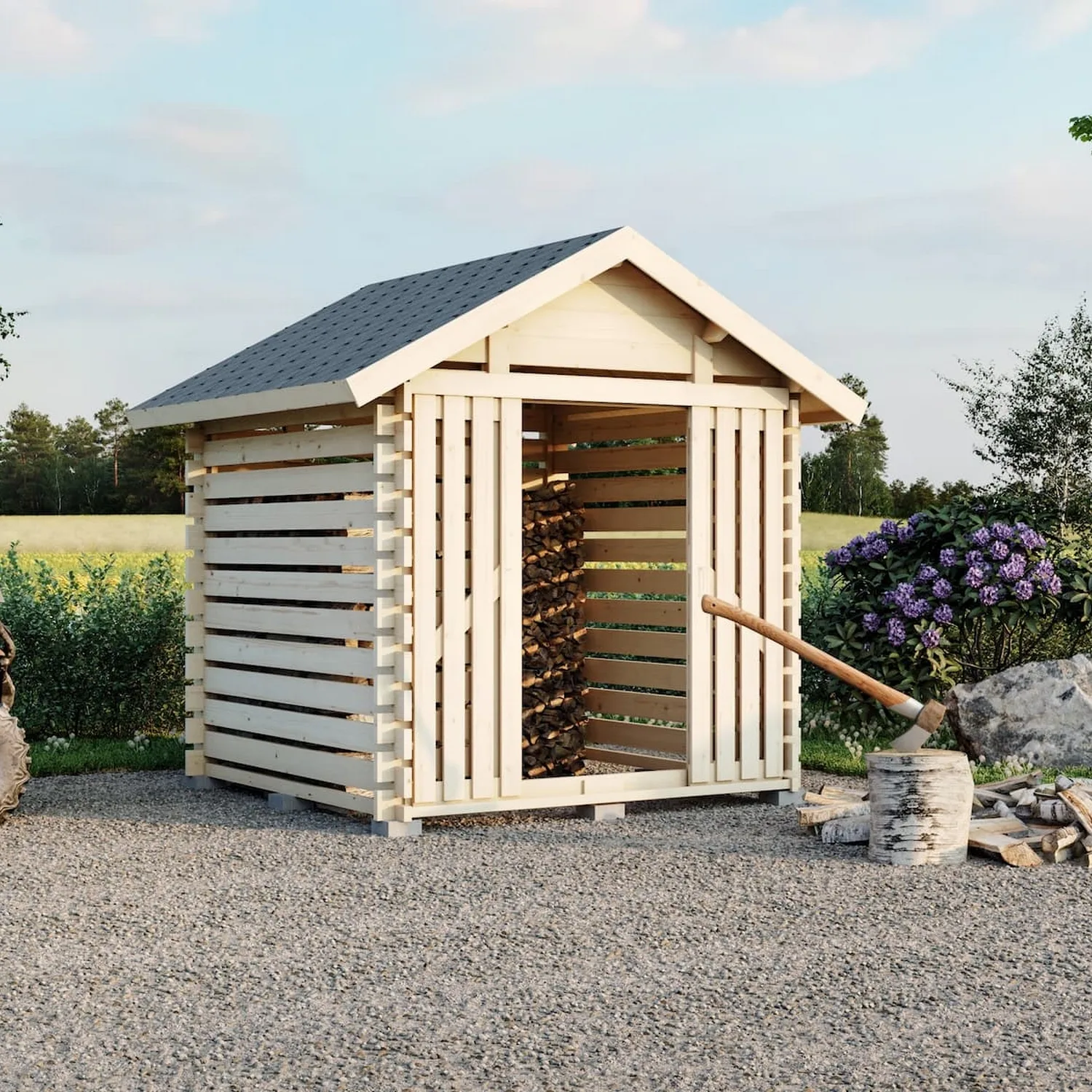 Vedbod Luoman Lillevilla Tahko 4 m² Vedförvaring med Sadeltak i Lösvirke