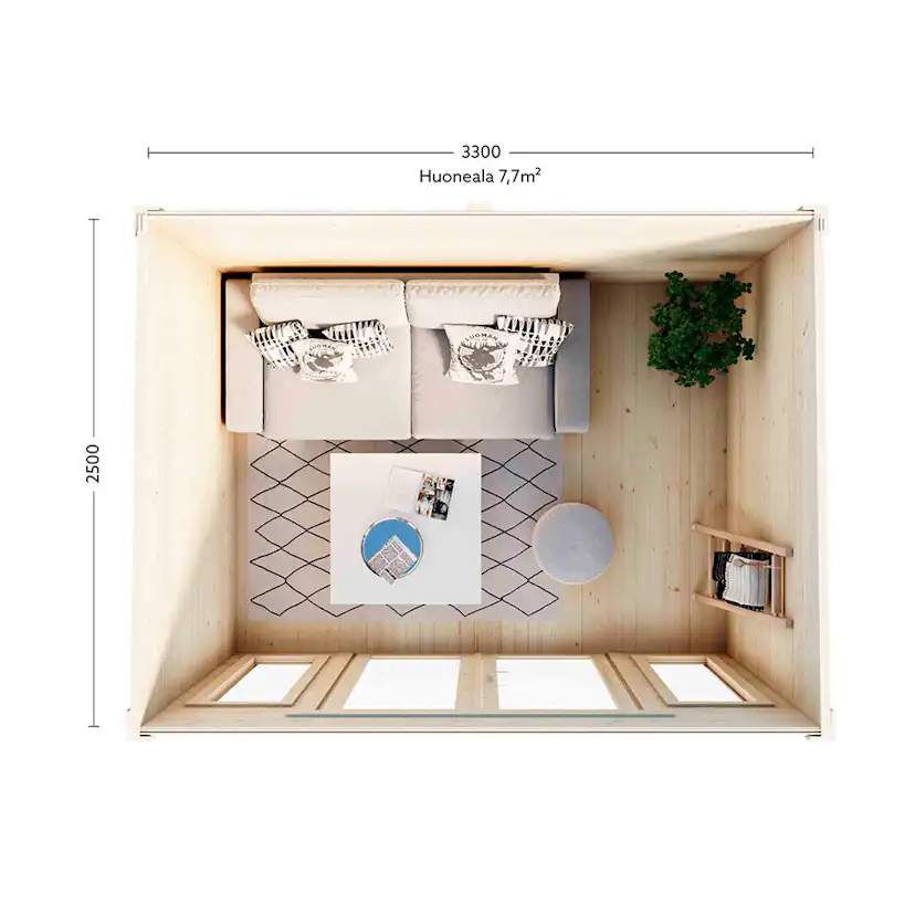 Friggebod Luoman Lillevilla Suovu 8,25 m² Komplett Stuga med Pulpettak