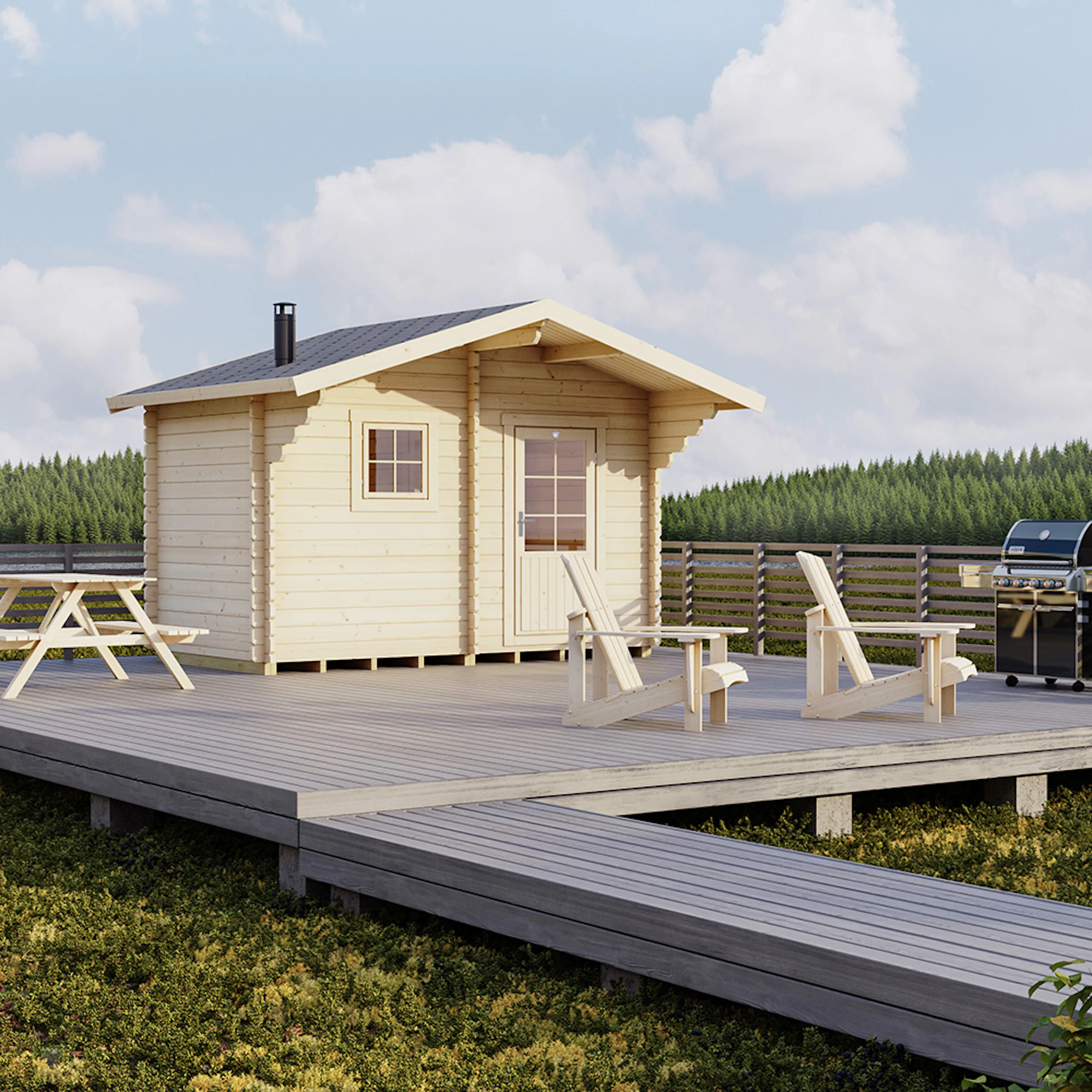 Bastu Luoman Lillevilla Kulovesi 7,6 m² Fristående Utebastu i Trä