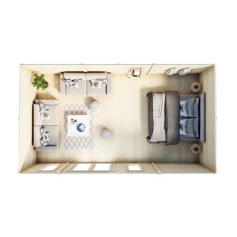 Attefallshus Luoman Lillevilla Teno 28,8 m² Komplett Stuga med Pulpettak