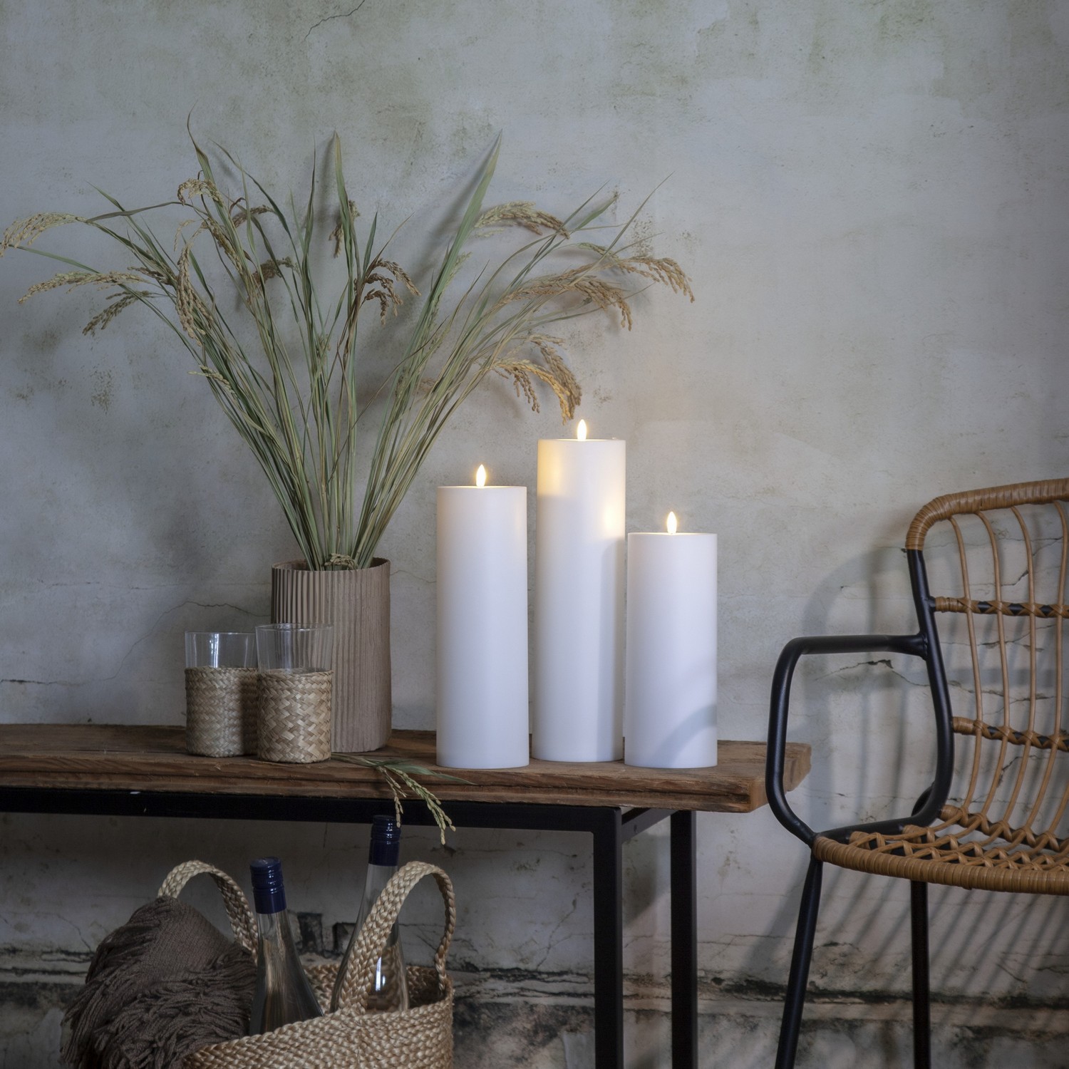 LED-Ljus Star Trading Flamme Rak Vit