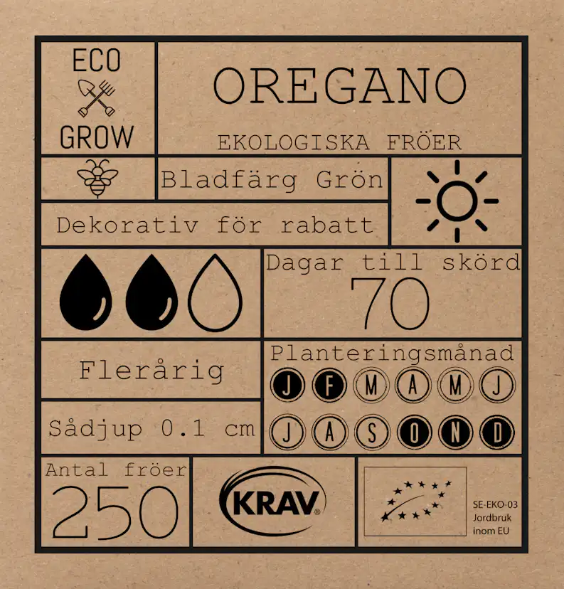 Fröpåse Eco Grow Oregano Italian Origanum Vulgare