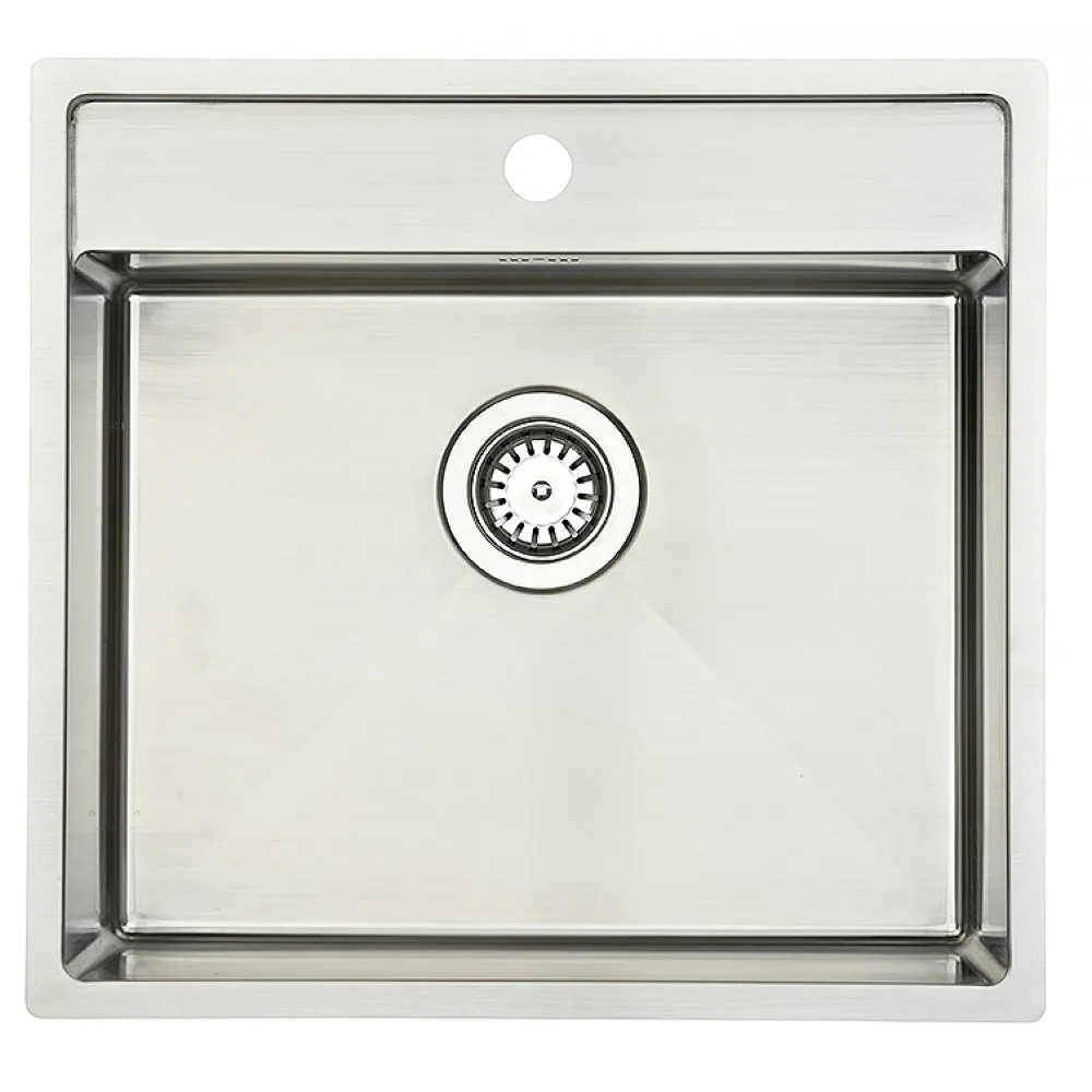 Diskho Lavabo Kubus 520 Soft 530 mm Rostfri Enkel med Korgventil & Vattenlås