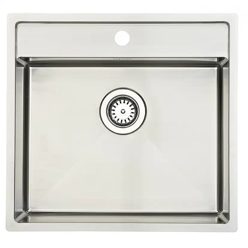 Diskho Lavabo Kubus 520 Soft 530 mm Rostfri Enkel med Korgventil & Vattenlås