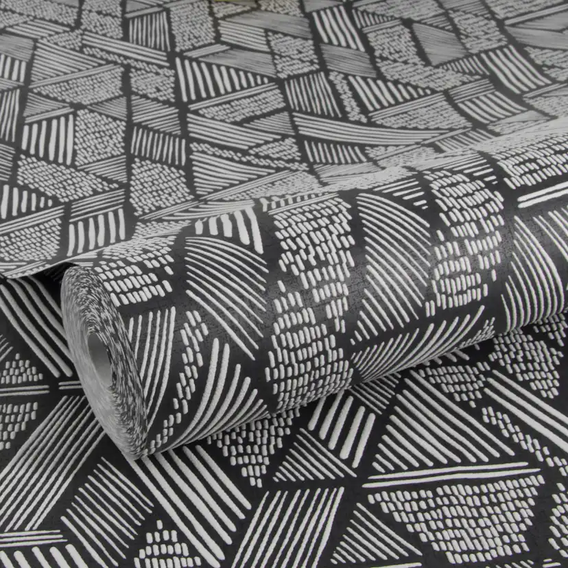 Tapet WOW Ethnic Stitch Svart/Vit